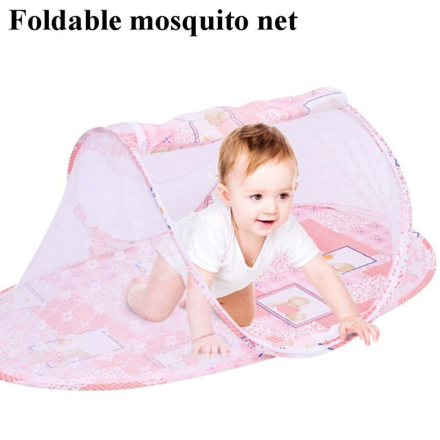 Cama Portátil Dobrável para bebê 1 - 18 meses com proteção solar e mosquiteiro